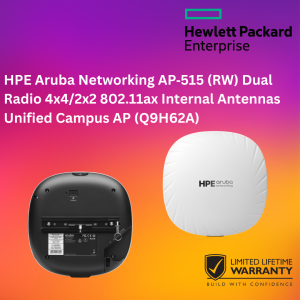HPE Aruba Networking AP‑515 (RW) Dual Radio 4x4/2x2 802.11ax Internal Antennas Unified Campus AP (Q9H62A)