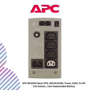 APC BK350EI Back-UPS, 350VA/210W, Tower, 230V, 4x IEC C13 Outlets , User Replaceable Battery