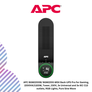 APC BGM2200B/ BGM2200-MSX Back-UPS Pro for Gaming, 2200VA/1320W, Tower, 230V, 3x Universal and 3x IEC C13 outlets, RGB Lights, Pure Sine Wave