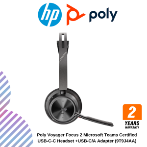 Poly Voyager Focus 2 Microsoft Teams Certified USB-C-C Headset +USB-C/A Adapter (9T9J4AA)