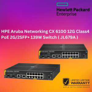 HPE Aruba Networking CX 6100 12G Class4 PoE 2G/2SFP+ 139W Switch ( JL679A )