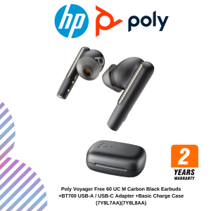 Poly Voyager Free 60 UC M Carbon Black Earbuds +BT700 USB-A / USB-C Adapter +Basic Charge Case (7Y8L7AA)(7Y8L8AA)