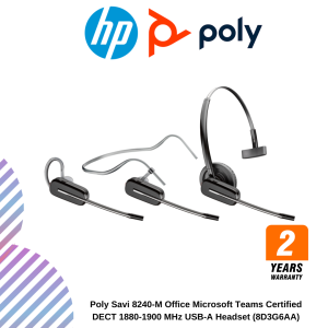 inc-23-16-1.png Poly Savi 8240-M Office Microsoft Teams Certified DECT 1880-1900 MHz USB-A Headset (8D3G6AA)