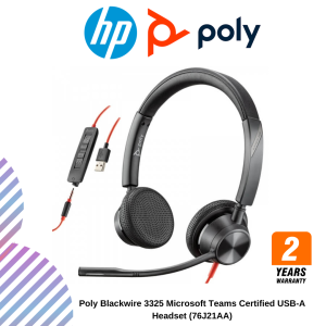 Poly Blackwire 3325 Microsoft Teams Certified USB-A / USB-C Headset (76J21AA)(76J23AA)