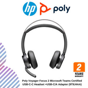 Poly Voyager Focus 2 Microsoft Teams Certified USB-C-C Headset +USB-C/A Adapter (9T9J4AA)