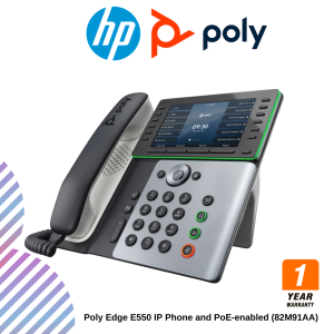 Poly Edge E550 IP Phone and PoE-enabled (82M91AA)