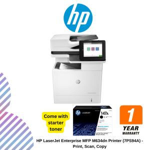 HP LaserJet Enterprise MFP M634dn Printer (7PS94A) - Print, Scan, Copy