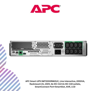 APC Smart-UPS SMT2200RMI2UC, Line Interactive, 2200VA, Rackmount 2U, 230V, 8x IEC C13+2x IEC C19 outlets, SmartConnect Port+SmartSlot, AVR, LCD