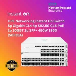 HPE Networking Instant On Switch 8p Gigabit CL4 4p SR2.5G CL6 PoE 2p 10GBT 2p SFP+ 480W 1960 (S0F35A)