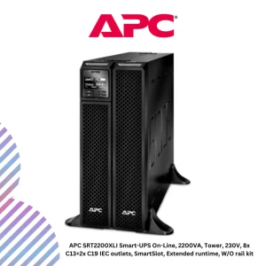 APC SRT2200XLI Smart-UPS On-Line, 2200VA, Tower, 230V, 8x C13+2x C19 IEC outlets, SmartSlot, Extended runtime, W/O rail kit