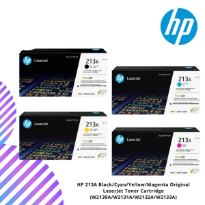 HP 213A Black/Cyan/Yellow/Magenta Original LaserJet Toner Cartridge (W2130A/W2131A/W2132A/W2133A)