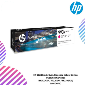HP 993X Black, Cyan, Magenta, Yellow Original PageWide Cartridge (M0K04AA / M0J92AA / M0J96AA / M0K00AA)