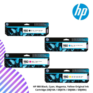 HP 980 Black, Cyan, Magenta, Yellow Original Ink Cartridge (D8J10A / D8J07A / D8J08A / D8J09A)