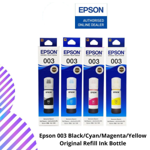Epson 003 Black/Cyan/Magenta/Yellow Original Refill Ink Bottle - L1110 / L3100 / L3101 / L3110 / L3150 / L5190