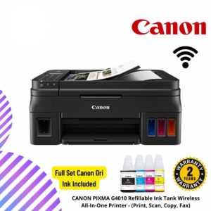 CANON PIXMA G4010 Refillable Ink Tank Wireless All-In-One Printer - (Print, Scan, Copy, Fax)