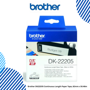 Brother DK22205 Continuous Length Paper Tape, 62mm x 30.48m