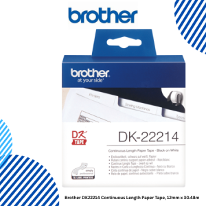 1 Brother DK22214 Continuous Length Paper Tape, 12mm x 30.48m Brother DK22214 Continuous Length Paper Tape, 12mm x 30.48m