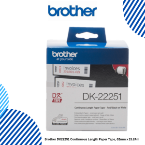 1 Brother DK22251 Continuous Length Paper Tape, 62mm x 15.24m Brother DK22251 Continuous Length Paper Tape, 62mm x 15.24m