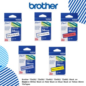 1 Brother TZe161 TZe261 TZe461 TZe561 TZe661 Black on Clear Black on White Black on Red Black on Blue Black on Yellow 36mm TZeTapes Brother TZe161/ TZe261/ TZe461/ TZe561/ TZe661 Black on Clear/ Black on White/ Black on Red/ Black on Blue/ Black on Yellow 36mm TZeTapes