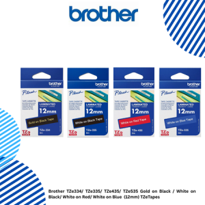 Brother TZe334/ TZe335/ TZe435/ TZe535 Gold on Black / White on Black/ White on Red/ White on Blue  (12mm) TZeTapes