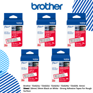 1 Brother TZeS211 TZeS221 TZeS231 TZeS241 TZeS251 6mm 9mm 12mm 18mm 24mm Black on White - Strong Adhesive Tapes For Rough Surface Brother TZeS211/ TZeS221/ TZeS231/ TZeS241/ TZeS251 6mm/ 9mm/ 12mm/ 18mm/ 24mm Black on White - Strong Adhesive Tapes For Rough Surface