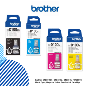 Brother BTD100 Black, Cyan, Magenta, Yellow Genuine Ink Cartridge Brother BTD100BK / BTD100C / BTD100M /BTD100 Y Black, Cyan, Magenta, Yellow Genuine Ink Cartridge