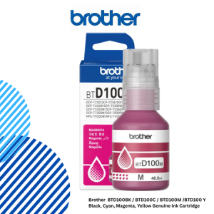 Brother BTD100 Magenta Genuine Ink Cartridge Brother BTD100BK / BTD100C / BTD100M /BTD100 Y Black, Cyan, Magenta, Yellow Genuine Ink Cartridge