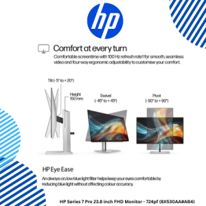 HP Series 7 Pro 23.8 inch FHD Monitor - 724pf (8X530AA#AB4)