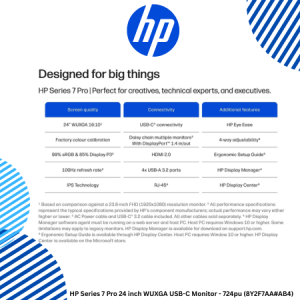 HP Series 7 Pro 24 inch WUXGA USB-C Monitor - 724pu (8Y2F7AA#AB4)