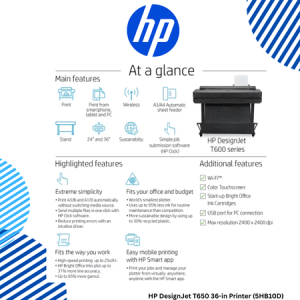 6 HP DesignJet T650 36-in Printer (5HB10D) HP DesignJet T650 36-in Printer (5HB10D)